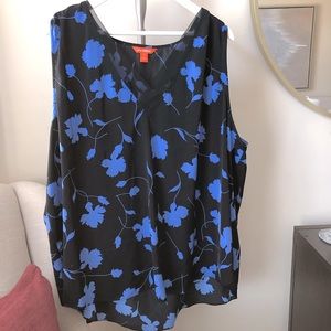 Joe Fresh 3X V-Neck Tank Blouse Office Casual Lightweight Floral Print Layers